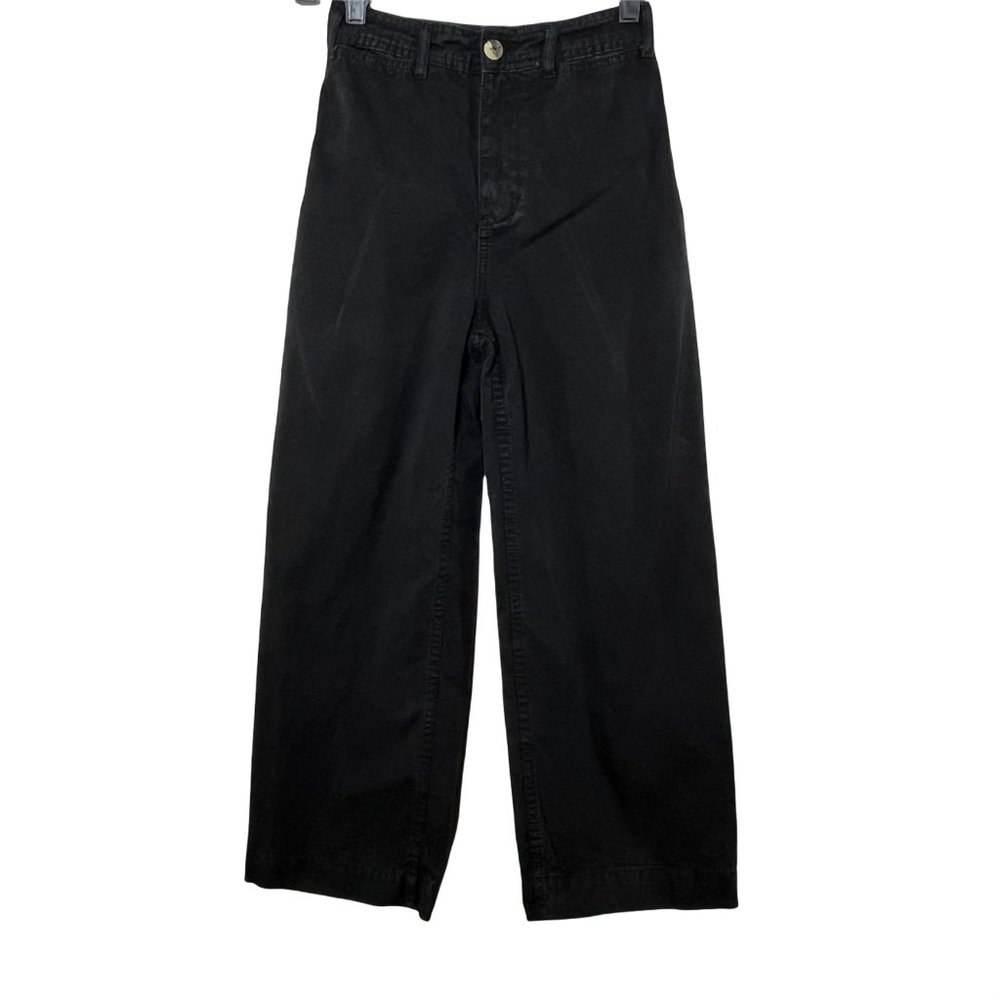 Free People We The Free Womens Jeans Size 24 Wide Leg Solid Black Cotton Denim